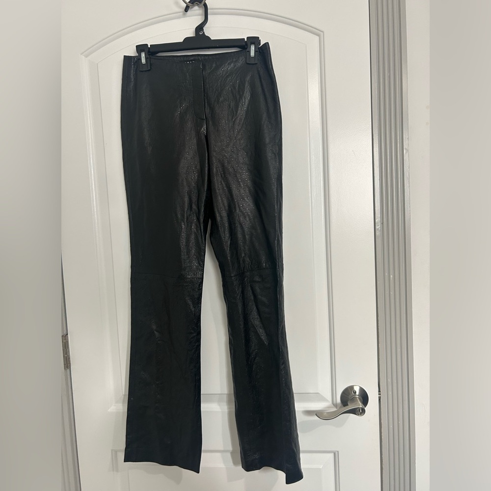 SWANN 100% Genuine Leather Pants y2k Made in USA Black Leather Mid Rise size S